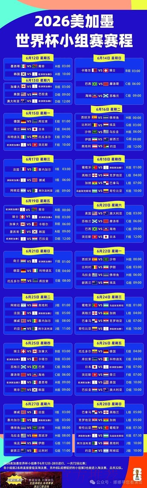 2026世界杯比赛时间今日实时赛程怎么看 2026世界杯比赛时间今日实时赛程怎么看
